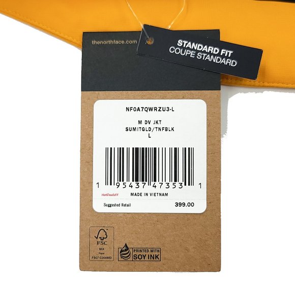 The North Face Men's SM-LRG DryVent Waterproof Shell Ski Summit Gold Jacket $400 - Picture 16 of 16